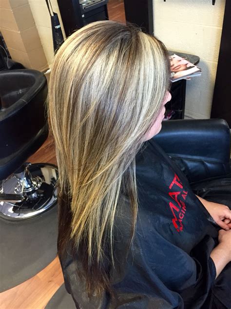 heavy blonde highlights on brown hair